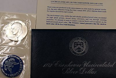 1972-S Uncirculated 40% Silver Eisenhower IKE Dollar Coin Mint Packaging UNC