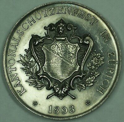 1893 Zurich Switzerland Silver Swiss Shooting Medal R1754b in Original Case