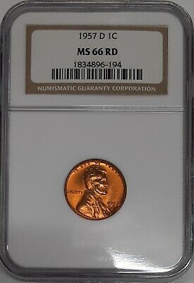 1957-D Lincoln Wheat Cent 1c NGC MS-66 RD