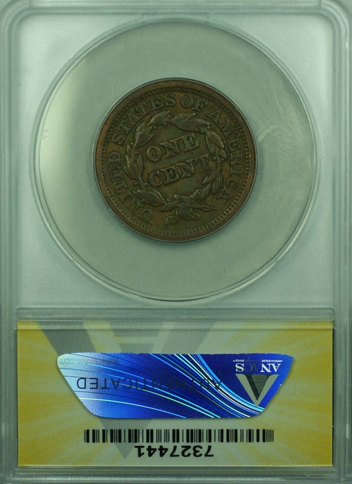 1854 Braided Hair Large Cent 1c Coin ANACS VF-25 Details Scratched (38)