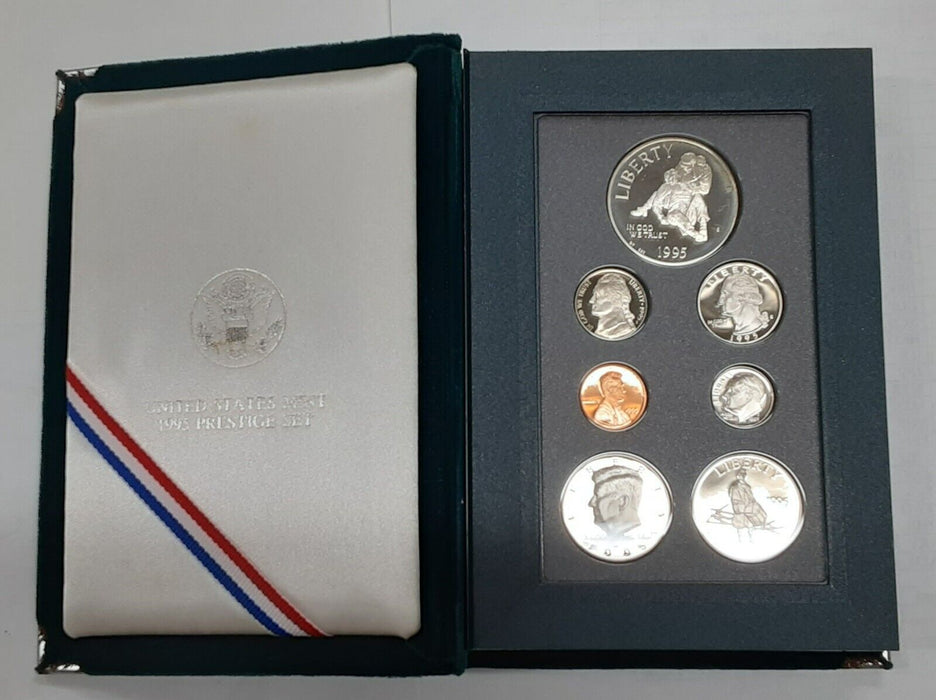 1995-S Prestige Set 7 Gem Proof Coins W/Civil War Silver $1 Coins Only - NO OGP