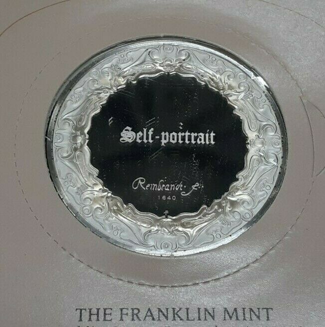 Franklin Mint Genius/Rembrandt PR .925 Silver Medal-Self-Portrait in Card