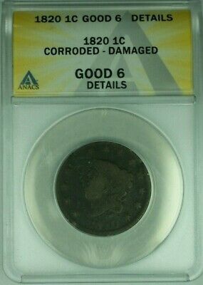 1820 Matron Head Large Cent ANACS GOOD-6 Details Corroded Damaged (41)