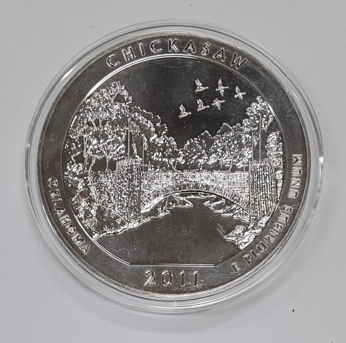 2011 United States ATB Chickasaw N.R.A. 5 Ozt .999 Fine Silver Quarter UNC Coin