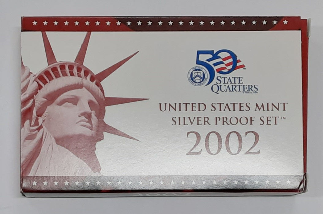 2002 US Mint Silver Proof Set 10 Gem Coins w/ Box & COA