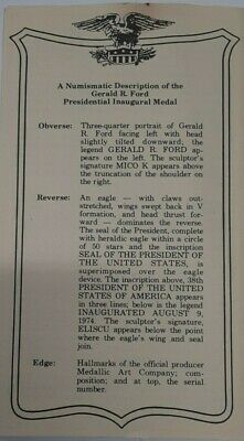 Gerald R. Ford 1974 Inaugural Medal in .999 Fine Silver 63MM by Medallic Art