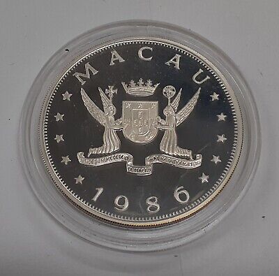 1986 Macau Sterling Silver 100 Patacas Year of the Tiger Coin - Proof in Case