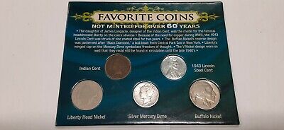 Favorite Coins Not Minted for 60 Years Collection - 5 Coins in Holder