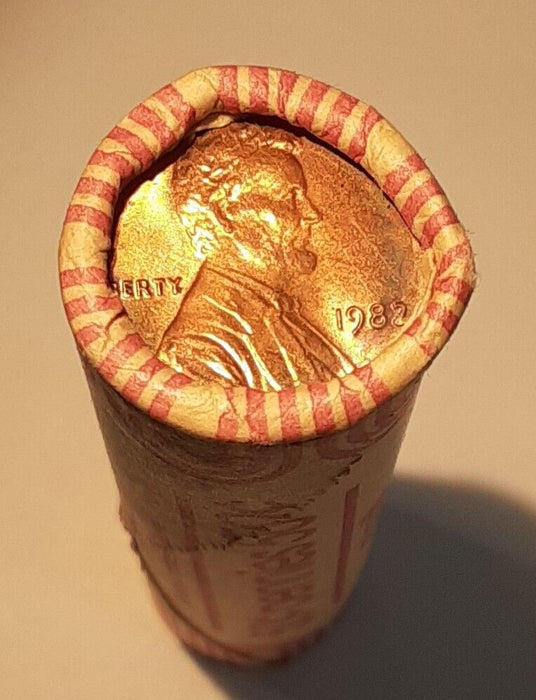 1982 Lincoln Cent Roll-Copper, Large Date Type 50 Coins Total - BU Cond in OBW