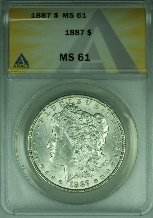 1887 Morgan Silver Dollar S$1 ANACS MS-61 Better Coin (26A)
