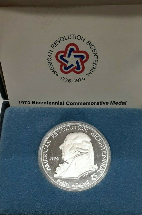 1974 John Adams American Revolution Bicentennial Silver Medal in OGP