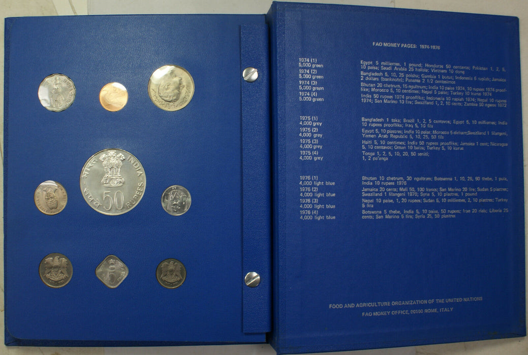 1976 Complete BLUE FAO World 34-Coin Album W/ Silver/Proof Coins As Issued