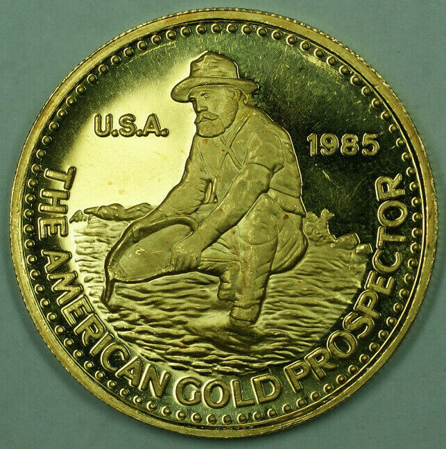 1985 Engelhard 1 Troy Oz 999.9 Pure Gold Coin American Prospector BU UNC PROOF