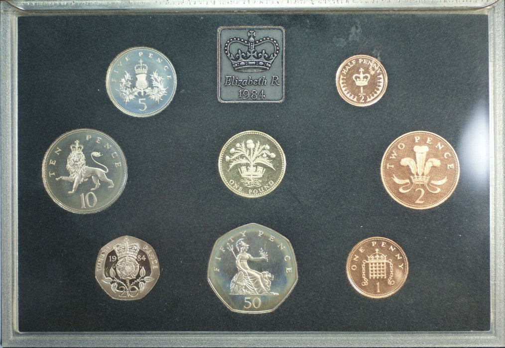 1984 UK Royal Mint Proof Set 8 Coins Blue Box *NO COA*