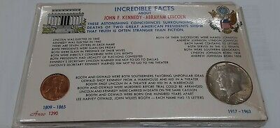 1964 Kennedy-Lincoln Incredible Facts 2 Coin Set in Info Card