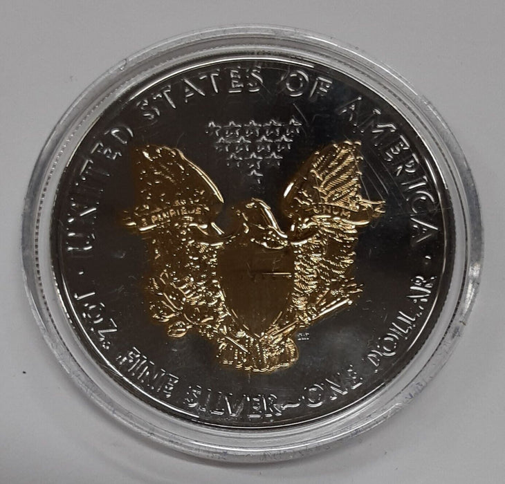 2010 American Silver Eagle BU w/Gold Plated Highlights in Case