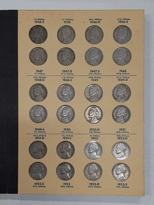 Library of Coins Album W/Jefferson Nickels 1938-1965 - 72 Coins in Album AC/UNC