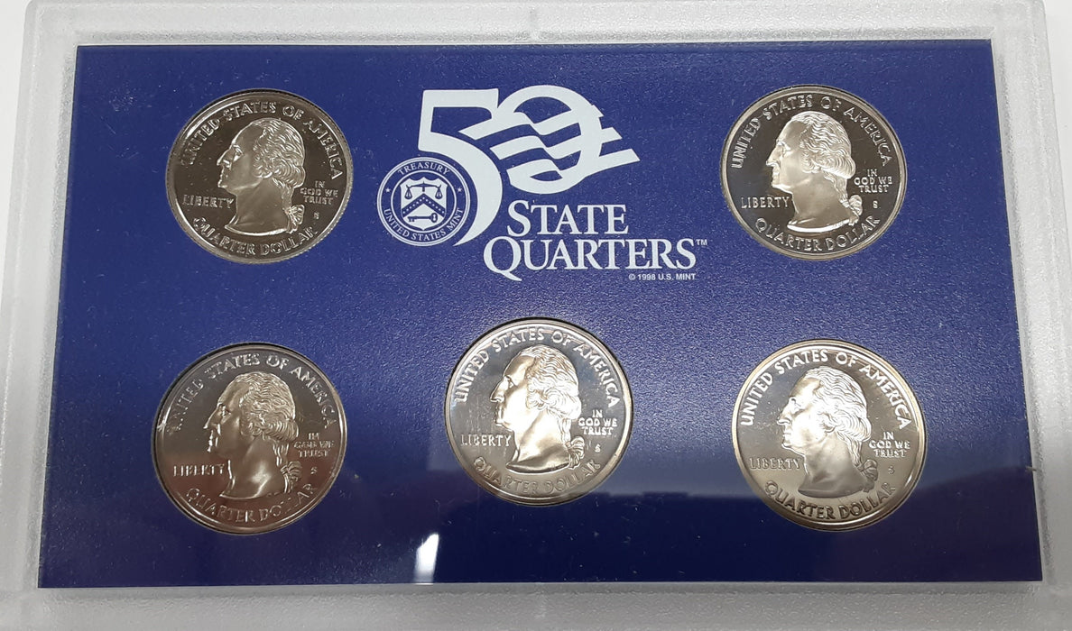 2000-S Proof State Quarter Set - 5 Coins in Mint Plastic-NO Box/COA