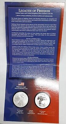 Legacies Of Freedom American Silver Eagle/UK Britannia 2 Coin Set in OGP