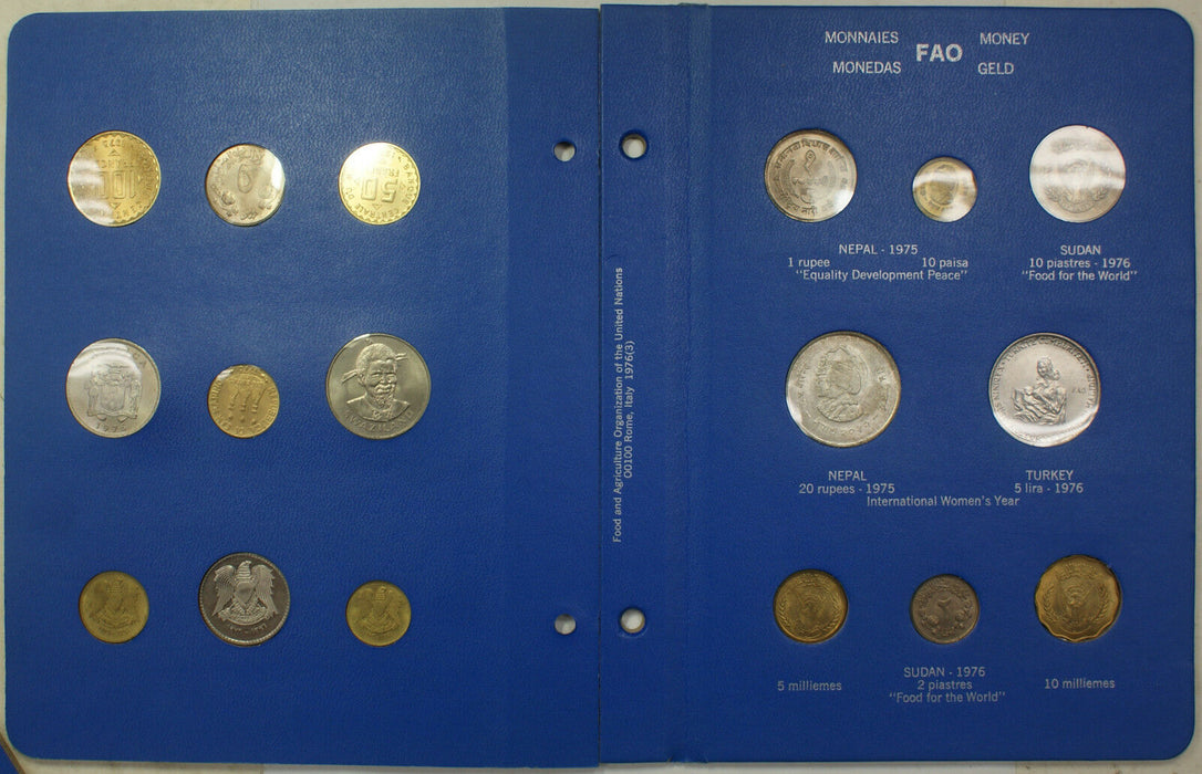 1976 Complete BLUE FAO World 34-Coin Album W/ Silver/Proof Coins As Issued