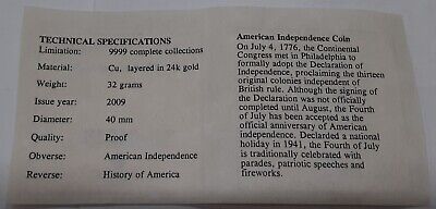 American Independence-Birth Of Our Nation American Mint Gold Plated Cu Round