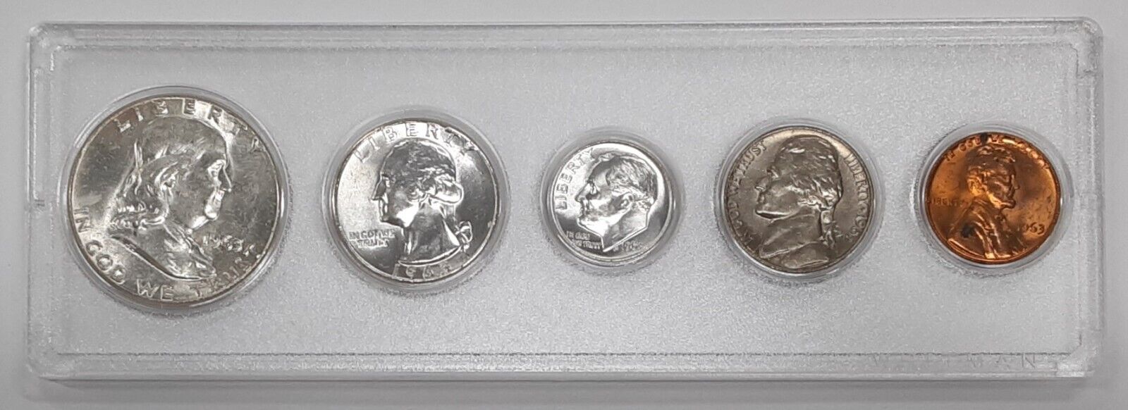1963 US Uncirculated Year Set with Silver Half Quarter and Dime 5 Coins Total