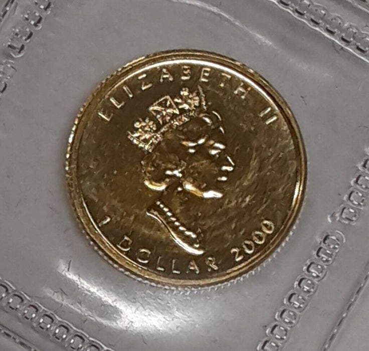 2000 Canada $1 1/20 Troy Ounce .9999 Fine Gold Coin UNC Sealed In Plastic