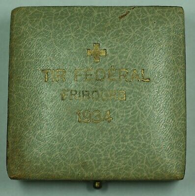1934 Fribourg Switzerland - Swiss Shooting Medal R434b in Original Case