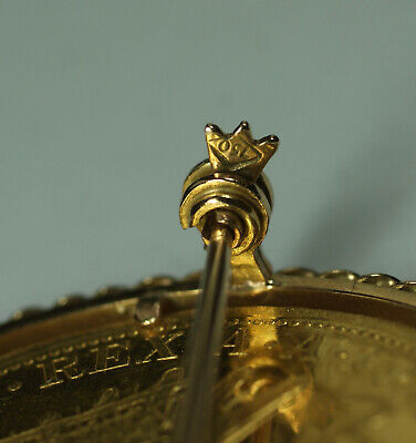 1915 Austria 4 Ducat Restrike Gold Coin in 18K Gold Rope Bezel Pin Brooch