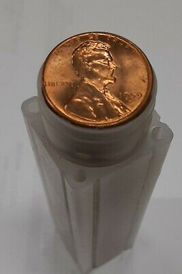 1959-D US Lincoln Cents BU Roll 50 Coins Total in Coin Tube