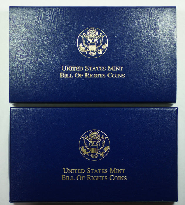 1993 Bill of Rights 3 Coin Proof Set, w/ Gold & Silver, by US Mint In Box, COA