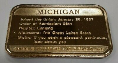 Michigan 18kt gold plated ingot with base metal under America's 50 States Series