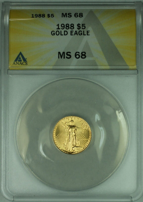 1988 Gold American Eagle 1/10th Ounce $5 AGE Coin ANACS MS-68