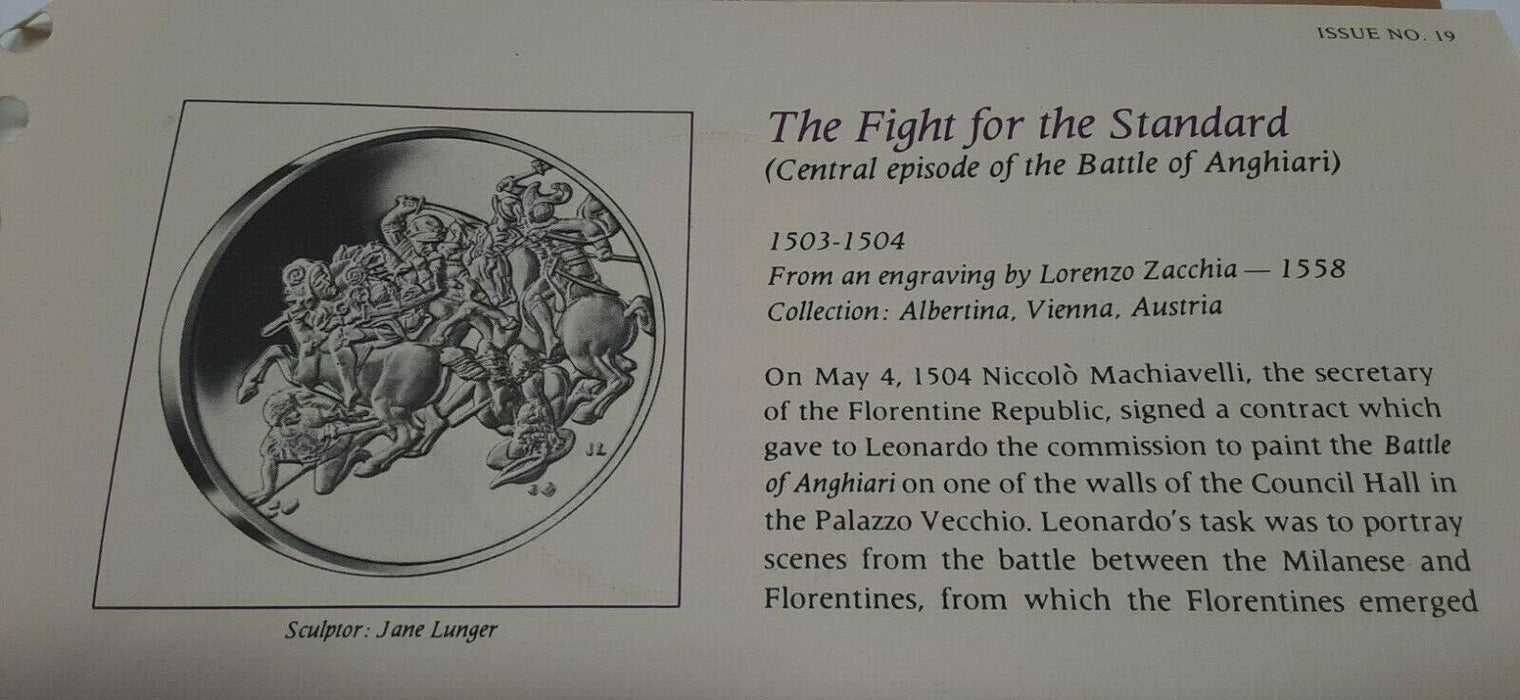 Franklin Mint Genius/DaVinci PF Gold Plated .925 Silver Medal-Fight for Standard
