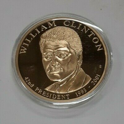 Bill Clinton American Mint Gold Plated Trial Dollar Commem in Capsule