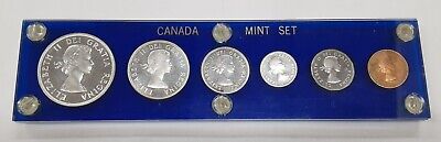 1961 Canada 6 Coin Mint Set Queen Elizabeth II BU in Blue Acrylic Holder