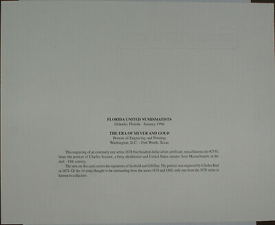 BEP souvenir card B 203 1996 FUN 1878 $500 Silver Certificate Face Canceled