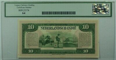 2.3.1943 Netherlands-Indies 10 Gulden Note SCWPM#114a Legacy Very Ch New 64