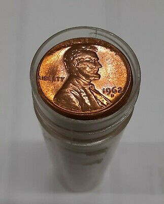 1962-D US Lincoln Cents BU Roll 50 Coins Total in Coin Tube