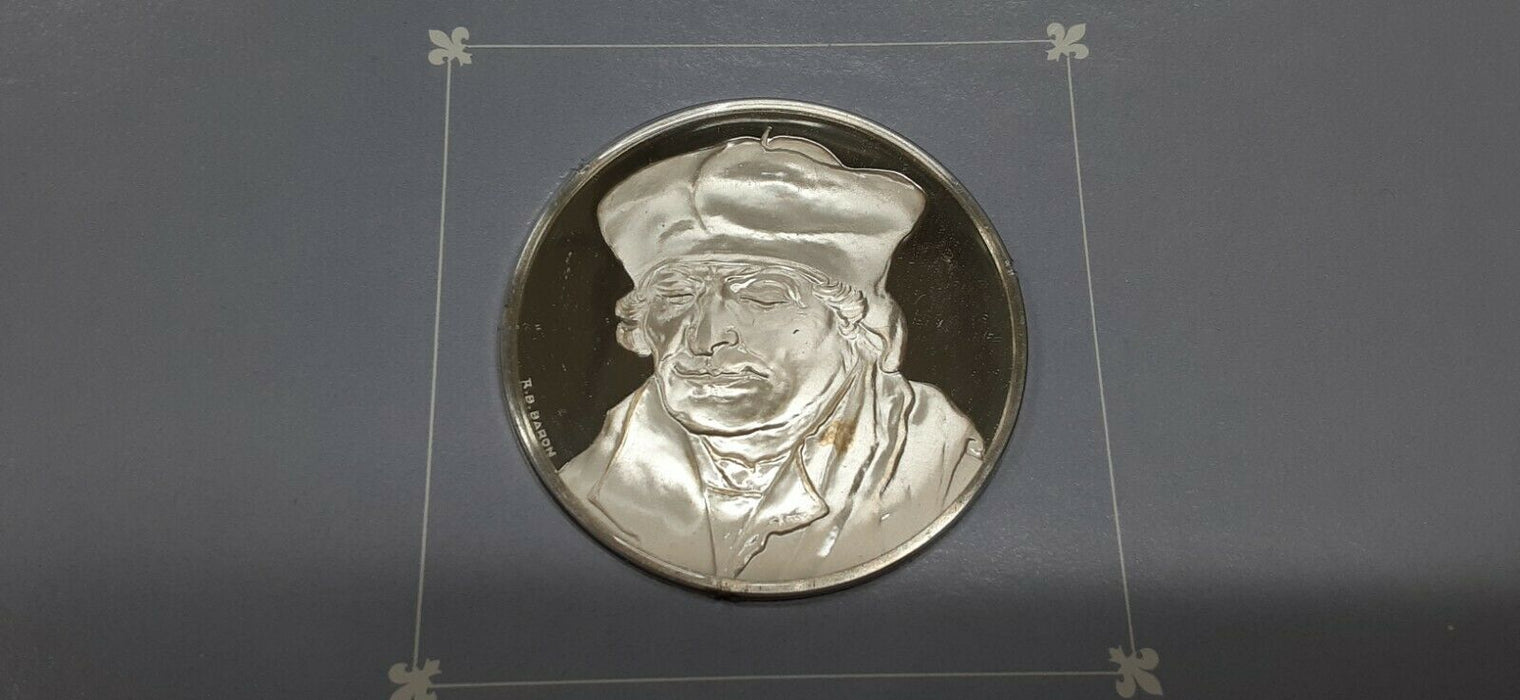 Franklin Mint Treasures of The Louvre .925 Silver Medal- Portrait of Erasmus