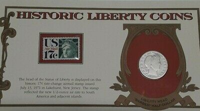 Historic Liberty Coins 1898-1915 "Barber" Half Dollar W/Stamp in Info Card
