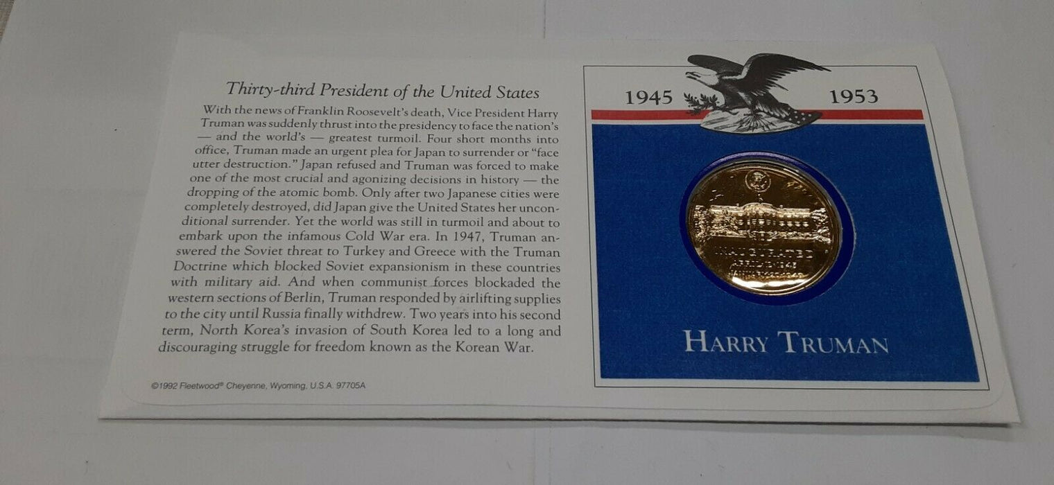 Harry S. Truman Presidential Medal in FDC - Hail to The Chiefs Collection