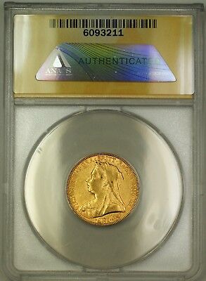 1893 Great Britain Sovereign Gold Coin ANACS AU-50