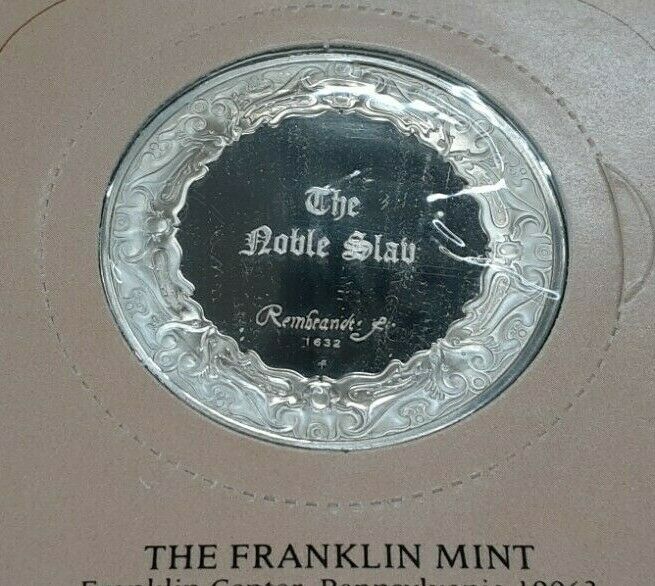 Franklin Mint Genius/Rembrandt PR .925 Silver Medal-The Noble Slav in Card