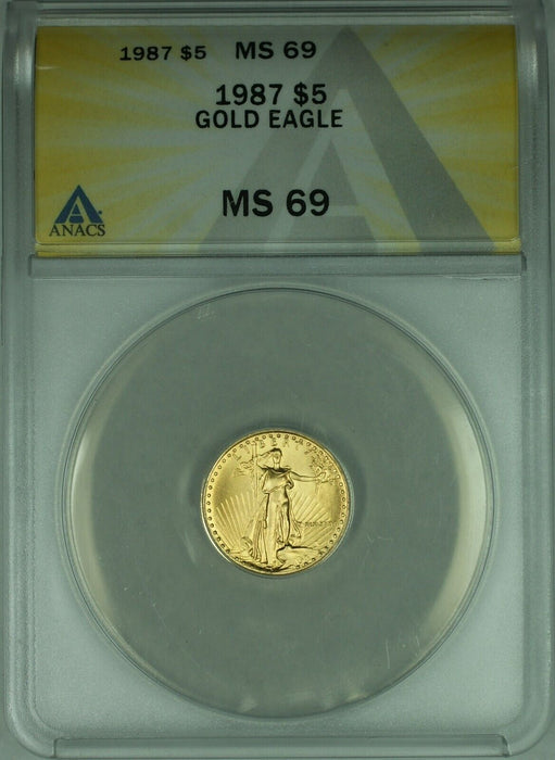 1987 Gold American Eagle 1/10th Ounce $5 AGE Coin ANACS MS-69