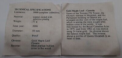 American Mint World Coins Plated Copper Round Canadian Gold Maple Leaf W/COA