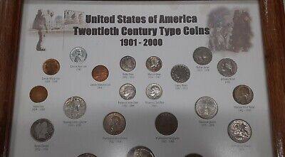 United States 20th Century Type Collection Including 14 Silver Coins in Frame