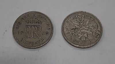 Lot of 100 Great Britain 6 Pence Coins (1947-1970) George VI/Elizabeth II Circ
