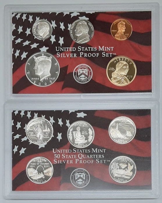 2003-S US Mint Silver Proof Set 10 Gem Coins w/ Box & COA