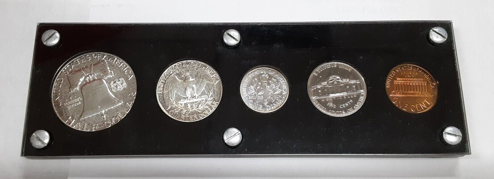 1960 Proof Year Set 5 Silver Coins w/Half, Quarter, & Dime in Black Holder (B)